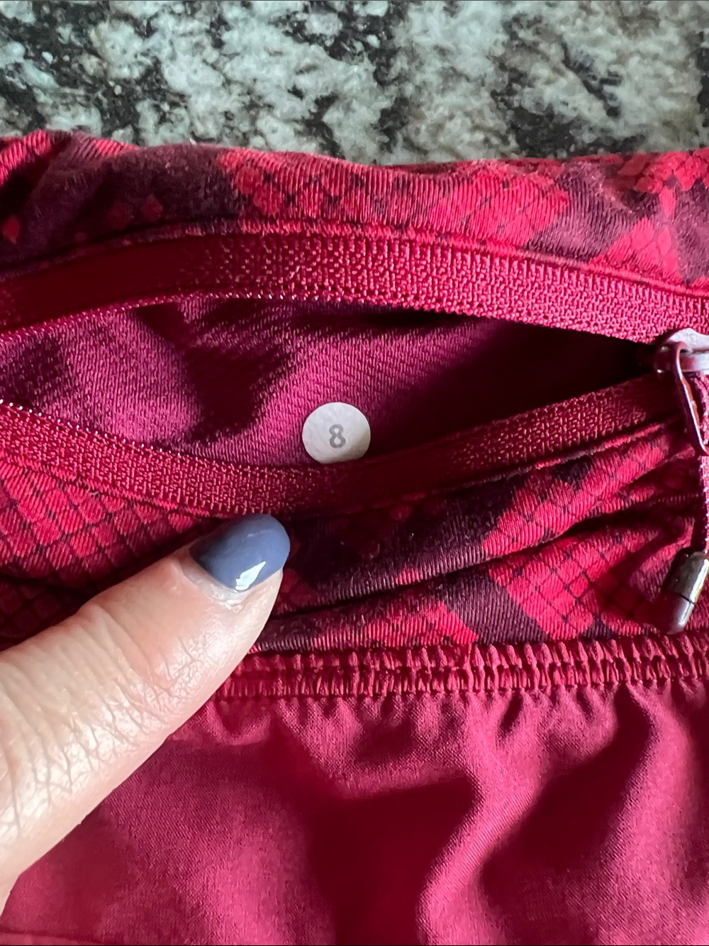 lululemon athletica Women's Red Athletic Shorts -Red/BlackSnake-Print Waistband - Picture 7 of 10